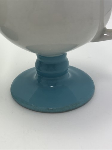 Set of 2 CARIBE Puerto Rico Footed Pedestal Mug White and Teal - Picture 6 of 12