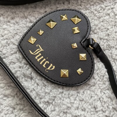Juicy Couture Handbag Black Gray Gothic Print Studded Faux