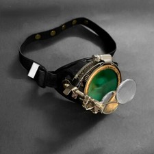 Steampunk Goggles Goth Cosplay Green Glasses Vintage Party Fancy Dress
