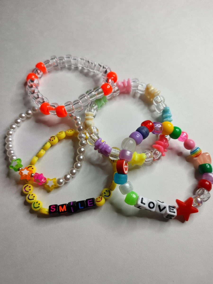 Colorful Fruit Flowers Heart Cute Beaded Bracelets With Acrylic Happy Letter  And Imitation Pearl Bases For Women Multi Layer Elastic Hand Ornaments From  Everyday68, $2.4 | DHgate.Com