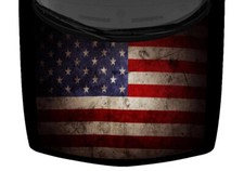 Black Grunge Vibrant USA American Flag Vinyl Hood Wrap Car Truck Graphic Decal