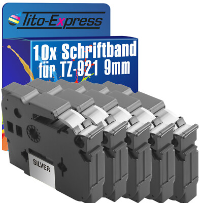 10x Schriftband für Brother TZe-921 P-Touch 1000 1000 BTS 1000 F 1005 BTS 1005 F