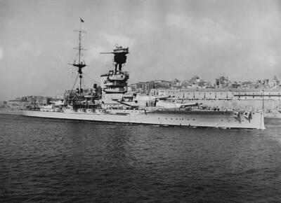 The Royal Navy Revenge class battleship HMS Revenge British Medite Old Photo