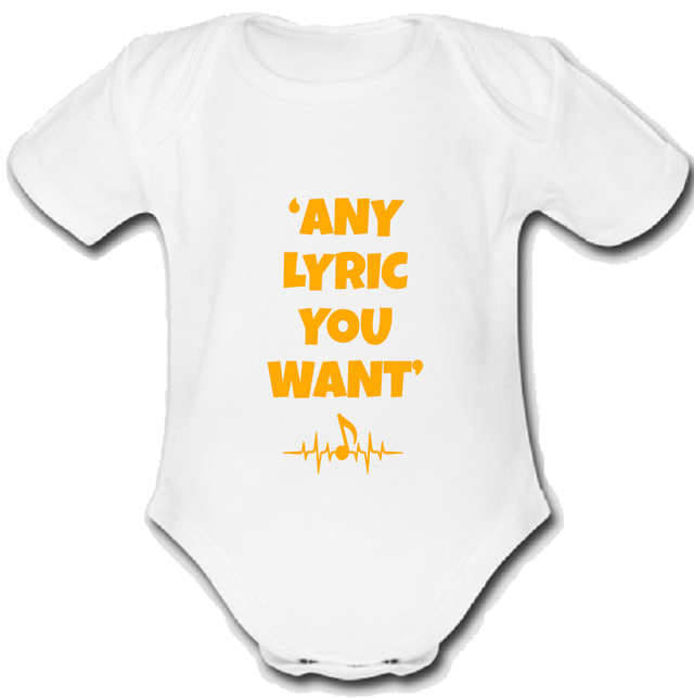 The @ Hush Sound Sound babygrow Baby vest grow music gift custom LYRIC ORANGE