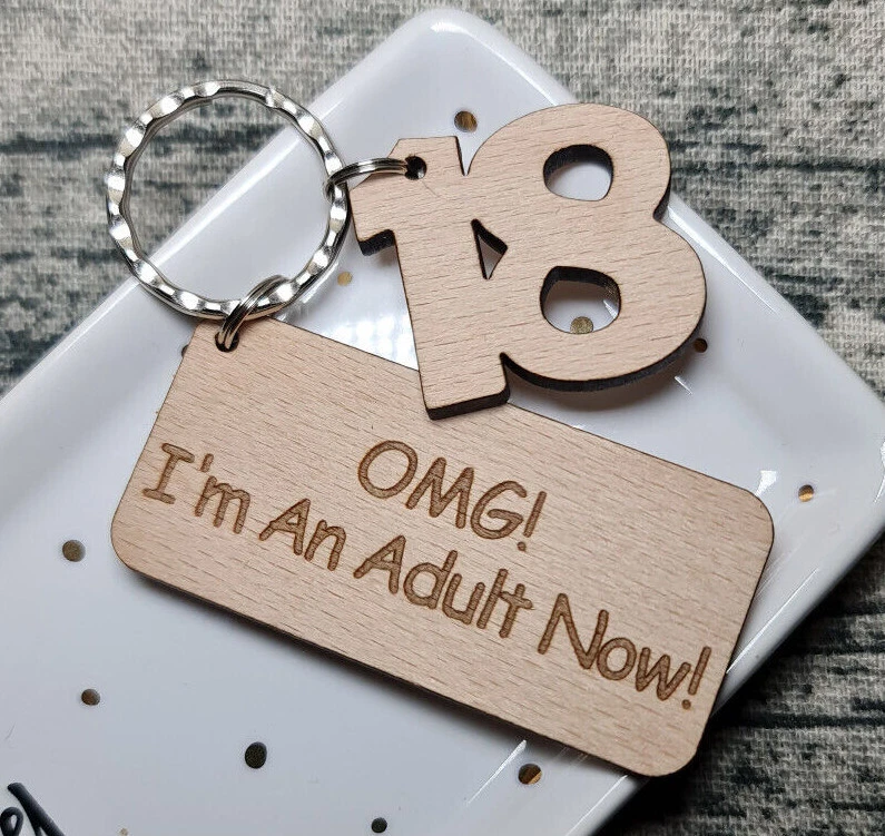 THE PERSONALISED GIFT SPECIALISTS 18th Birthday Gift Keyring Birthday Gifts for Him Her Adult Now Funny Quirky