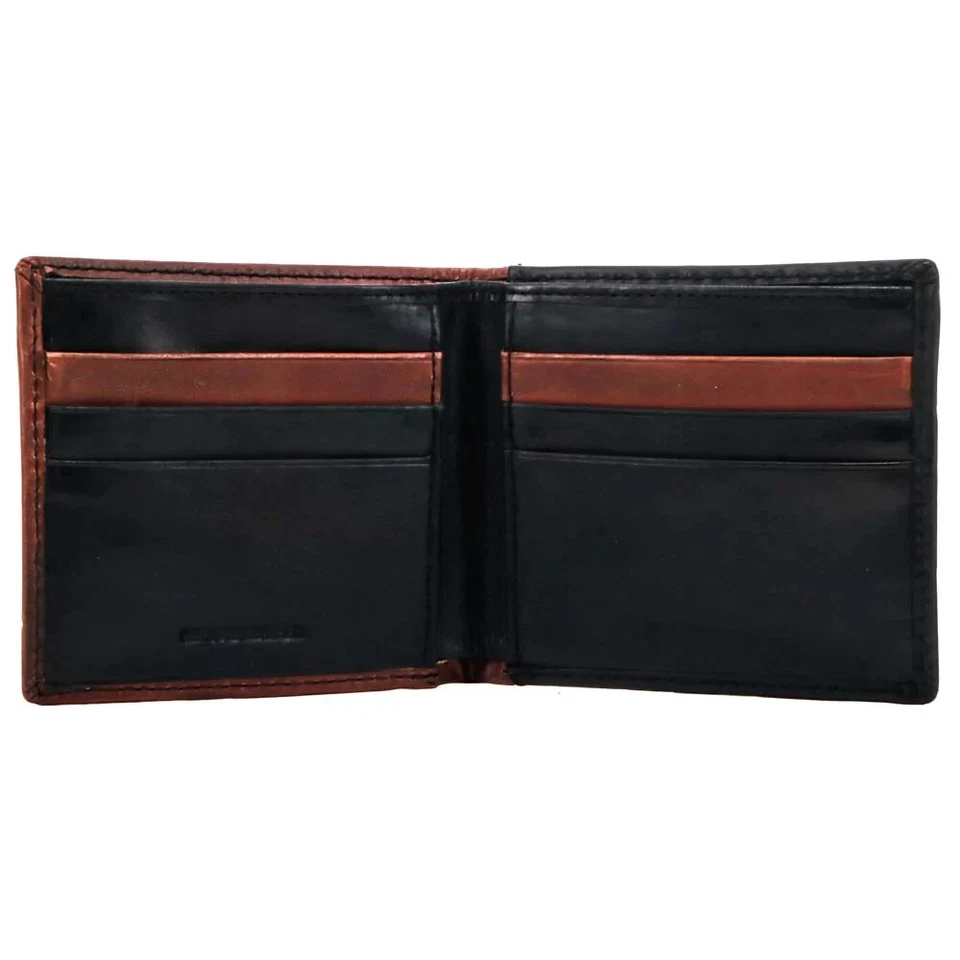 HOOEY NEON MOON BIFOLD ROUGHY WALLET BLACK/BROWN W/TURQUOISE AZTEC RBF002-BKBR - Image 2 of 3