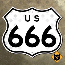 US route 666 Devil's Highway Four Corners marker road sign 1957 21x18