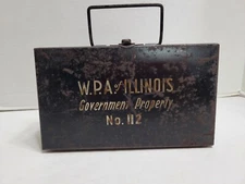 Vintage W.P.A. of Illinois Government Property Mo. 112 First Aid Kit Bauer & Bla