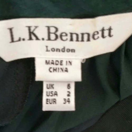 LK L.K.BENNETT Green Flare Flute Sleeve High Shirred Neck Pleat Silk Flow Dress6 - Picture 10 of 15