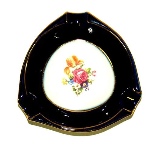 Vintage Pre 1990 Cobalt Blue Porcelain Ashtray Made in East Germany