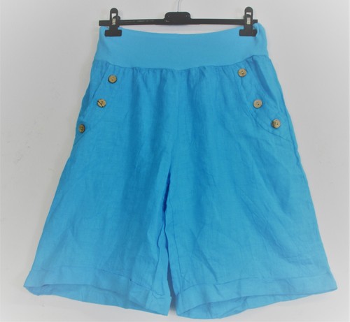 LagenLook Ladies Knee Length 100% Linen Shorts 12 Colours One Size:Regular - Picture 12 of 76