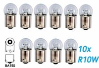 10X R10W BA15S 12V 10W KFZ GlüHlampe Birne Soffitte Beleuchtung Auto Lampe Glas
