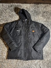 Ellesse Pejo Puffer Padded Jacket Black Hooded Women’s Size US 2  X-Small EUC