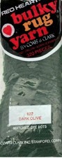  622 Dark Olive - Red Heart Bulky Rug Yarn, Latch Hook, 320 pieces, acrylic