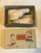 Vintage Stride Rite White Leather Baby Shoes 4.5 EE Leather Soles A0850 1948