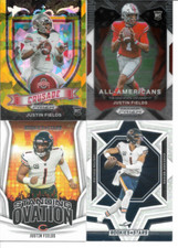 Justin Fields 4 Card Lot With 2021 Prizm Draft Picks Crusade Gold Ice Rookie NM