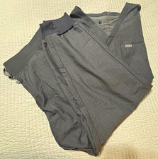 FIGS Womens Scrub Set Heather Gray XL V-Neck Top  Petite Jogger Pants