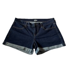 Old Navy Mid Rise Cuffed Dark Denim Jean Shorts 3  Inseam Women  s Size 6 EUC