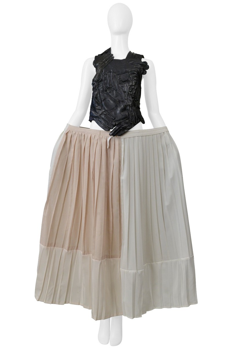MAISON MARTIN MARGIELA ARTISANAL OFF WHITE PLEATED SKIRT W