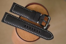 Handmade black PAM Officine Panerai strap size 24/22 or any size with buckle