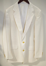 E5 vintage Stanley Blacker Ivory Sport Coat Blaze 44 Gold Buttons USA Made