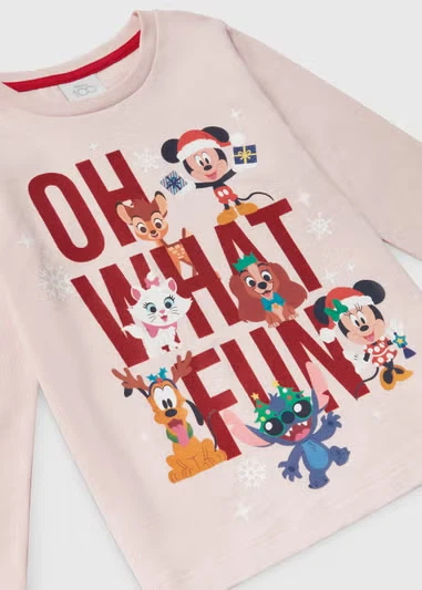 Matalan Kids Pink Disney Christmas Long Sleeve T-Shirt 5/6 Years 110/116 CM - Image 2 of 4