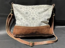 Myra - Ferris Wheel Upcycled Canvas & Leather Crossbody Bag