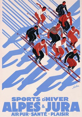 Skiing in the French Alps Ski Vintage Travel Poster Print