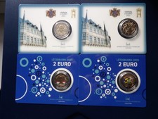 Luxembourg 2025 2 euro coin cards 4 pcs Grand Duke Henri ,Robert Schuman colored