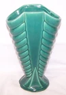 Vintage Art Deco Shawnee Pottery USA Green Glaze 9 in Vase  EXUC