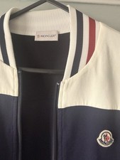 Moncler Men’s Colourblock Zip Bomber Jacket S Navy/White/Red Pockets