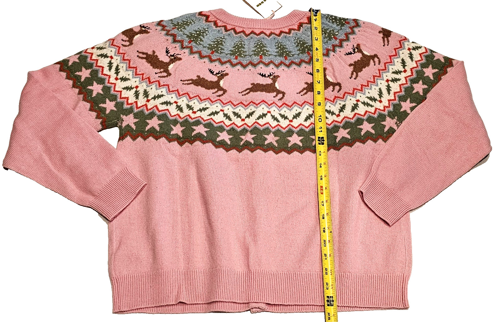 Boden Fair Isle Edie Cardigan Pink Reindeer NWT New XL image 10