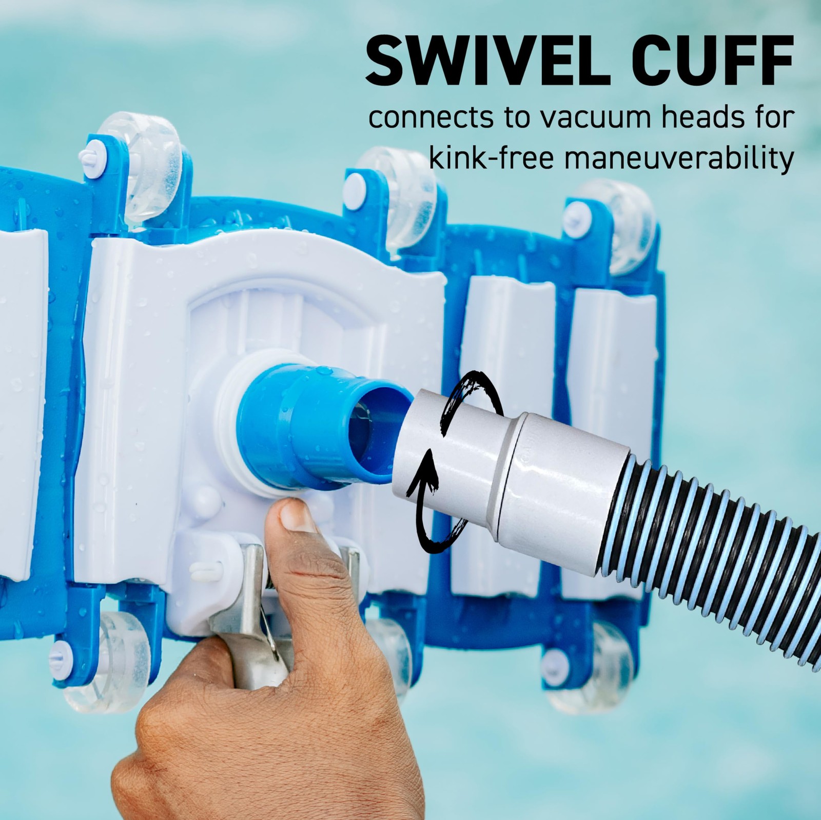 Swimming Pool Vacuum Hose 1-1/4" x 30-Ft, Swivel Cuff Kinkproof Design, Made ...