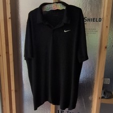 Nike Dri-FIT Men's Black Solid Short Sleeve Polo Shirt Polyester XL