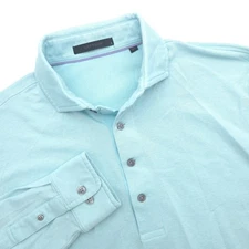Greyson Polo Shirt Men L Omaha Aqua Long Sleeve Collared Performance Embroidered
