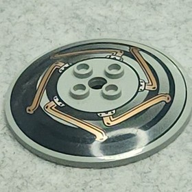 LEGO 44375apx1 Dish 6x6 Inverted Radar Hollow Copper Black Pattern Light Gray x1