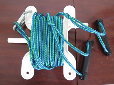 Vintage Double Handle Water Ski Rope 44 Foot on Ski Reel Winder