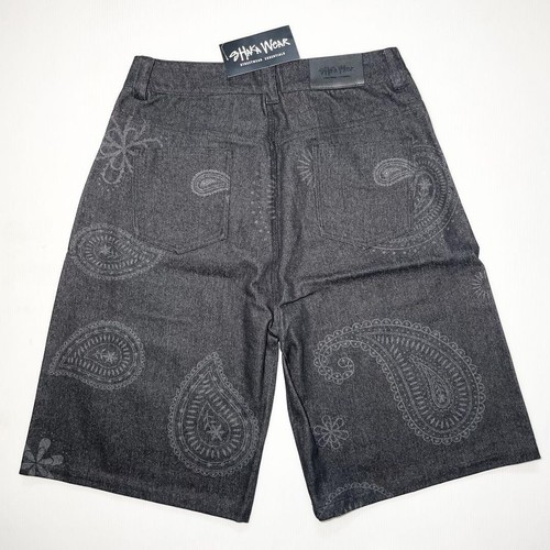 SHAKA WEAR Paisley Denim Shorts Size 36 XL Chicano Unisex Black from Japan New - Picture 15 of 24
