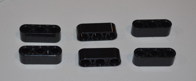 (6) 1x3 BLACK #3 [OOO] Thick Technic Oval Beam ~ NEW Lego Parts ~