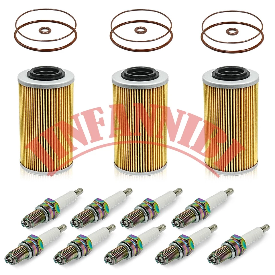 3 Packs Oil Filters Replacement Kit & Spark Plugs for Sea-Doo Wake 155 2009-2017 - Image 4 of 4