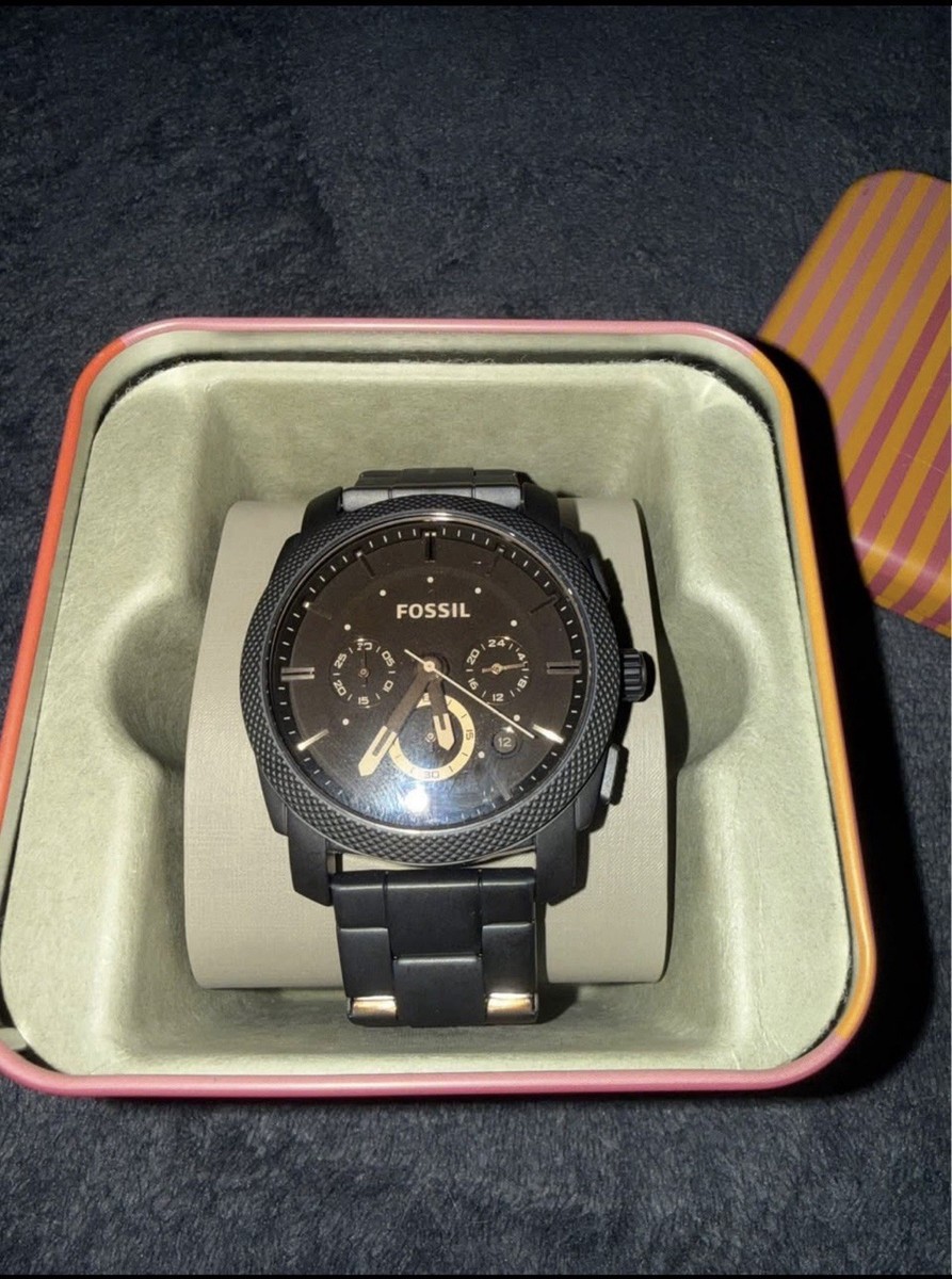 Fossil Watch FS4682 Men's Black Stainless Chronograph 42mm New