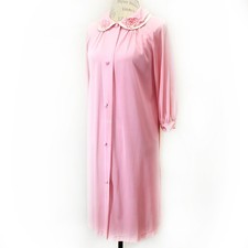 Unbranded vintage button up robe house dress embroidered Peter Pan collar medium