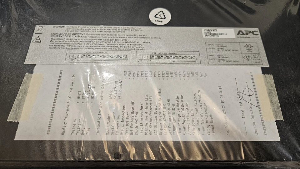 Fuente de alimentación montada en rack ACP AP4450 enchufe doble 9 salidas con herrajes de montaje Foto 3 de 4