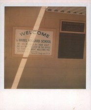 Old Vintage Photo COLOR POLAROID MABEL HOGGARD SCHOOL SIGN INSTANT PHOTOGRAPH