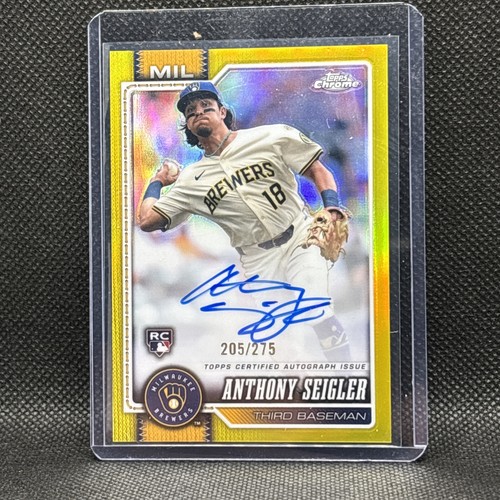 Anthony Seigler 2026 Topps Chrome RC Auto Yellow Refractor /275 #RA-AS Brewers