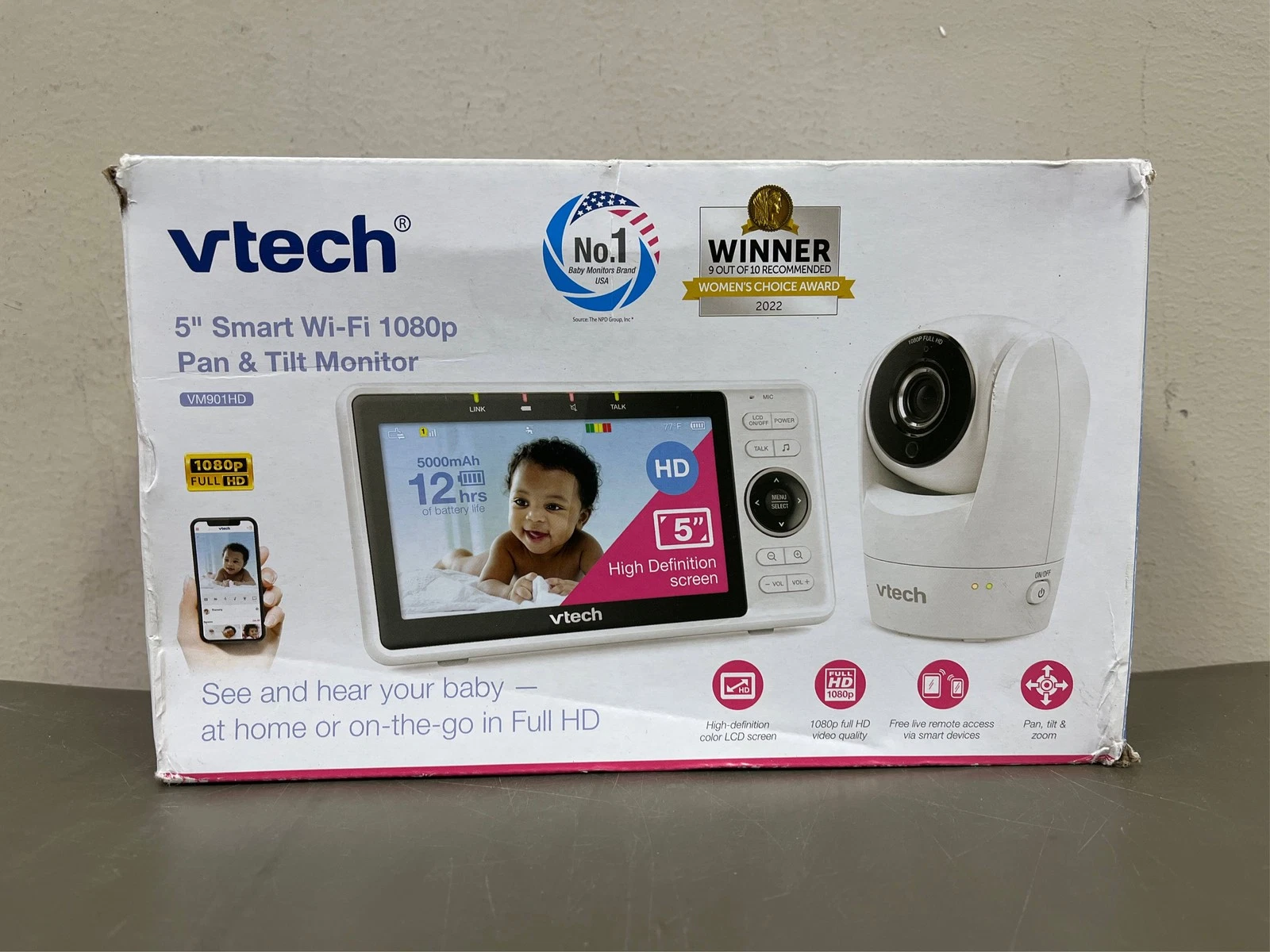 VTech Upgraded Smart WiFi Baby Monitor VM901, 5-inch 720p Display, 1080p Camer 1
