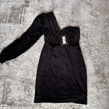 Black Mini Dress One Shoulder, Size 10 Uk