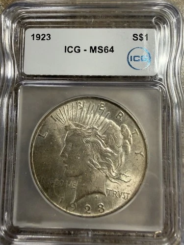 1923 Peace Silver Dollar ICG MS64 Philadelpia Coin