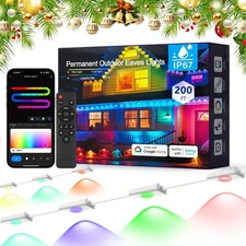 200FT Permanent Outdoor Lights Pro: Smart AI RGBTW Christmas Light,Cool/Warm ...