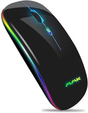 Wireless Bluetooth Mouse Rechargeable Dual Mode LED 2.4G USB PC Mac Laptop